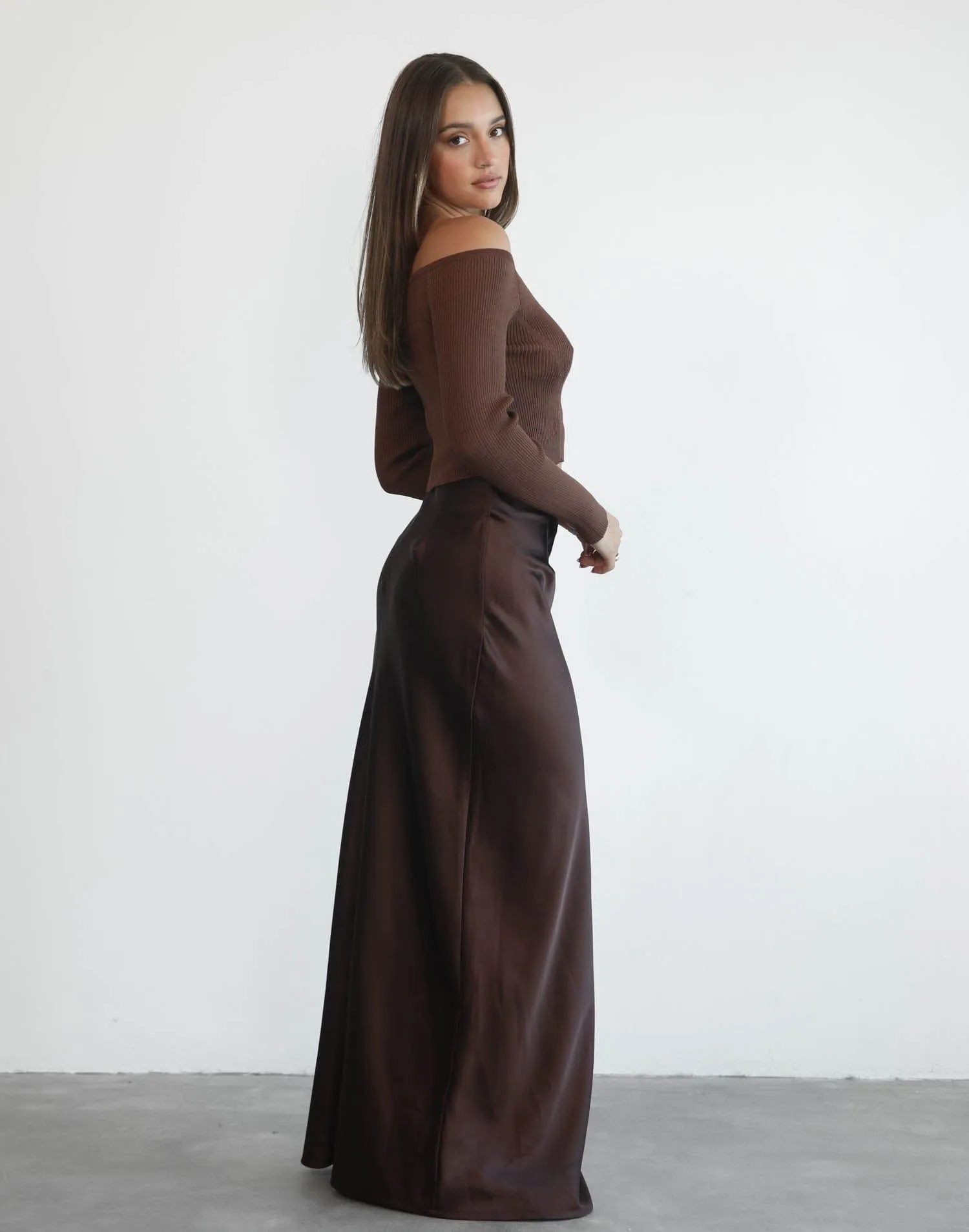 Adriel Long Sleeve Top (Brown)