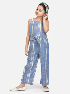 Blue Organic Cotton Weaved Full Jumpsuit