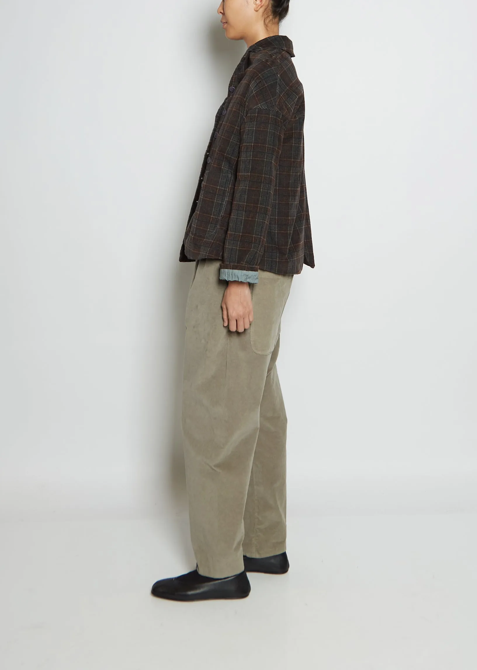 Cotton Velvet Tartan Loose Blazer