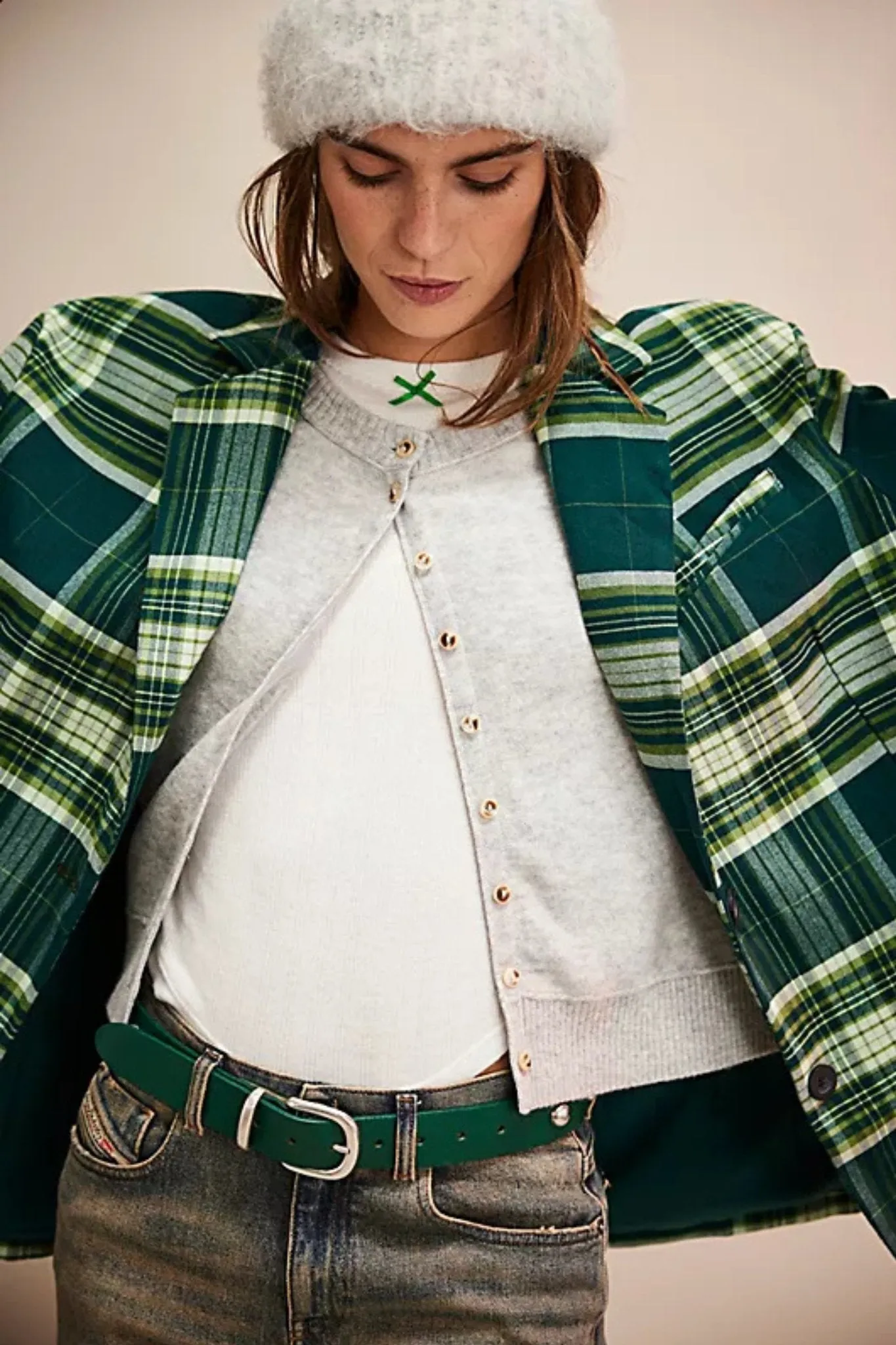 Free People: Reggie Blazer in Green Combo