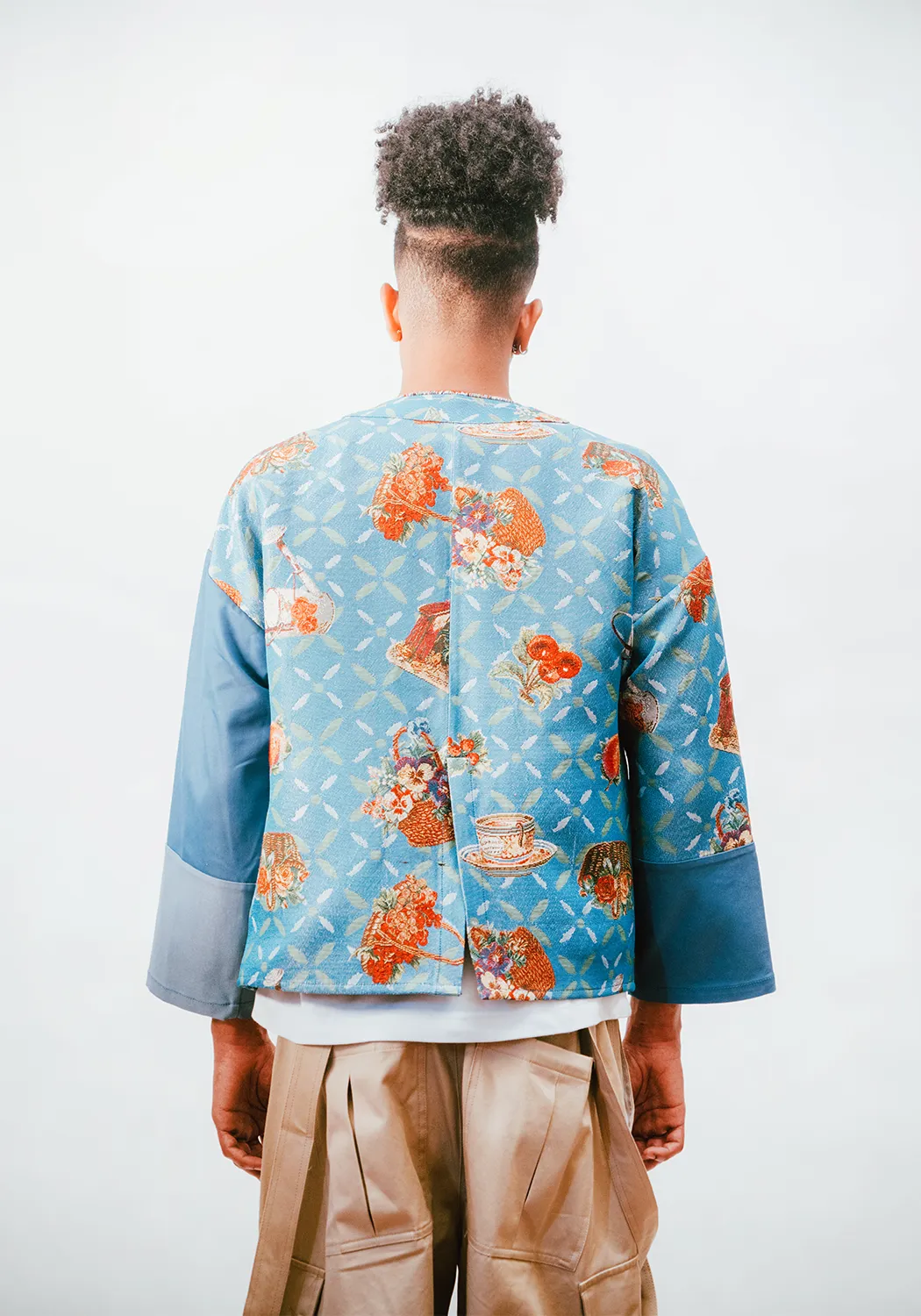Kimono Blazer - Vintage Homestyle Woven Pattern