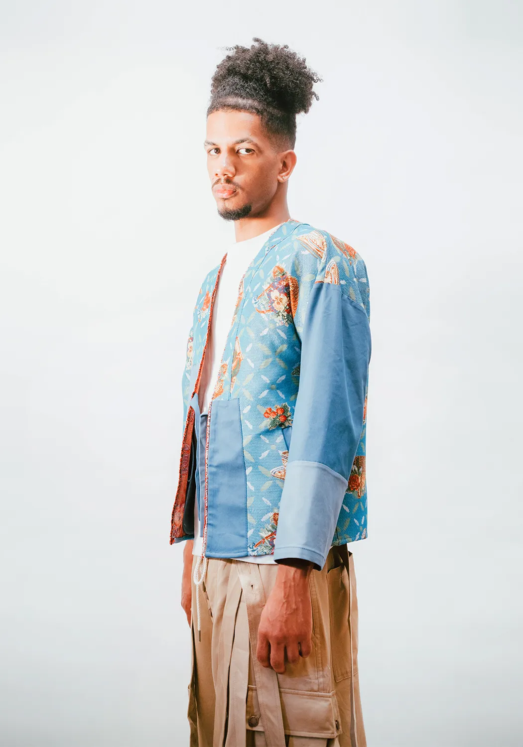 Kimono Blazer - Vintage Homestyle Woven Pattern