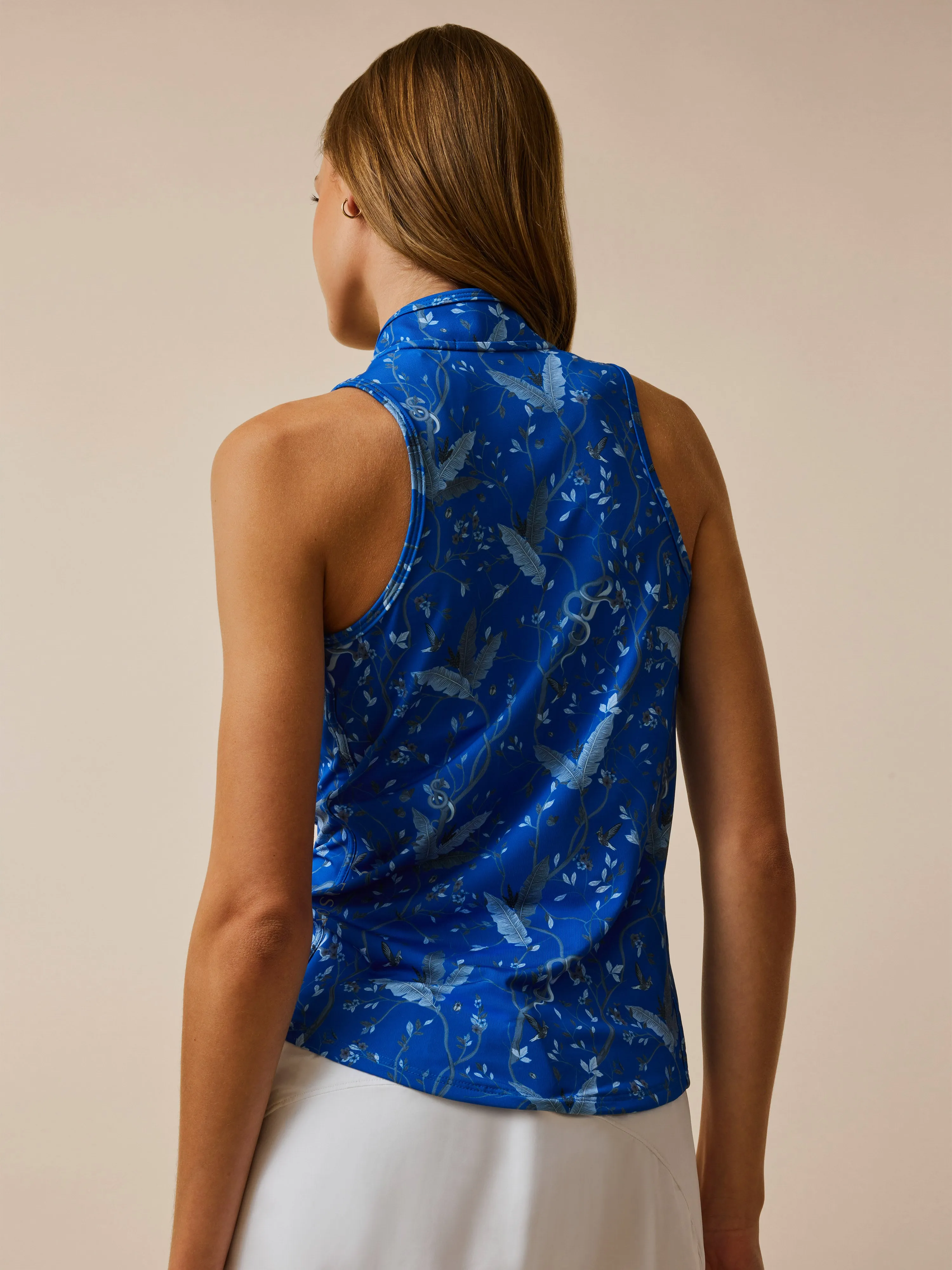 Malibloom Sleeveless Vesta Mock Neck Top
