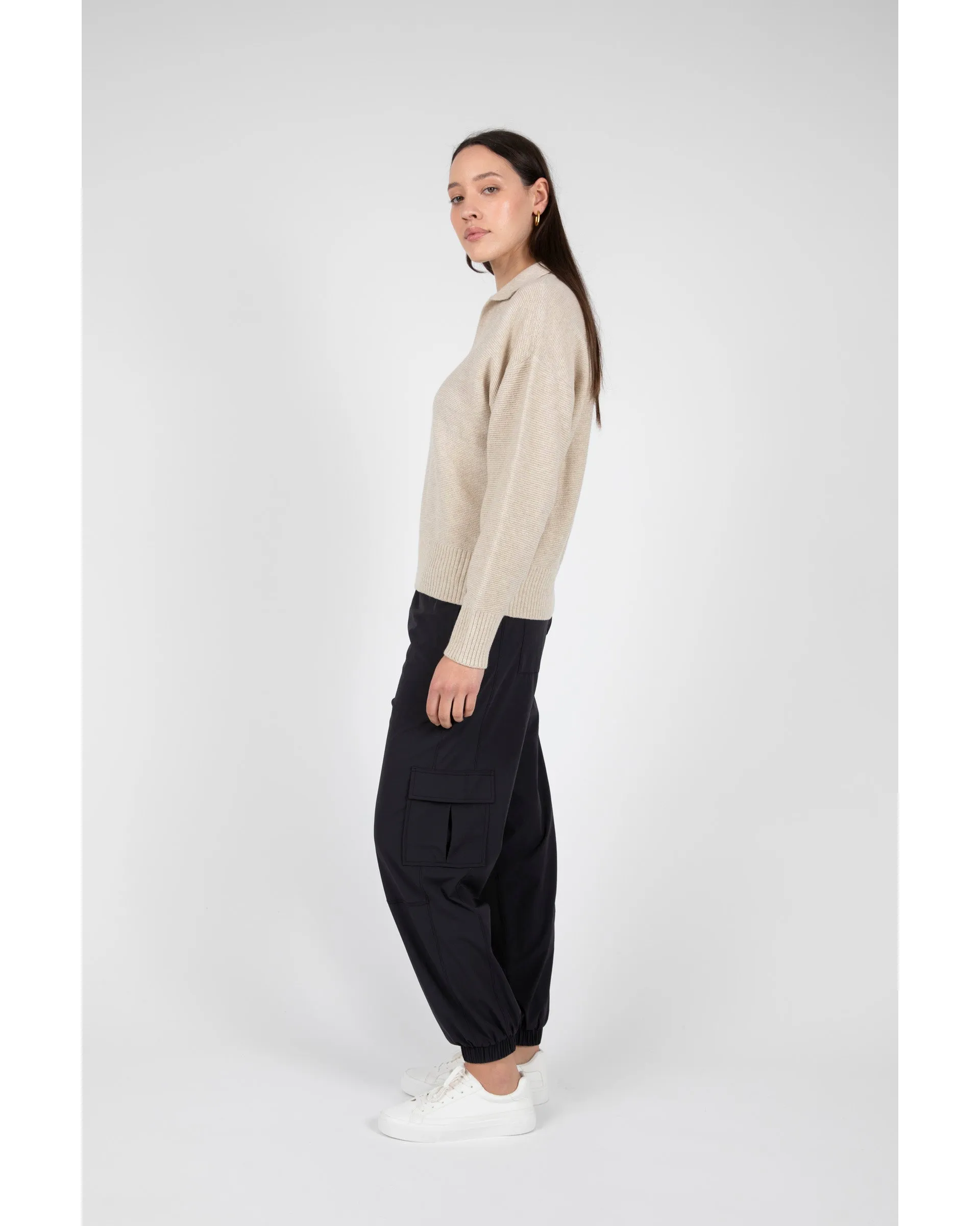 Marlow Pointer Polo Knit - Alabaster Marle