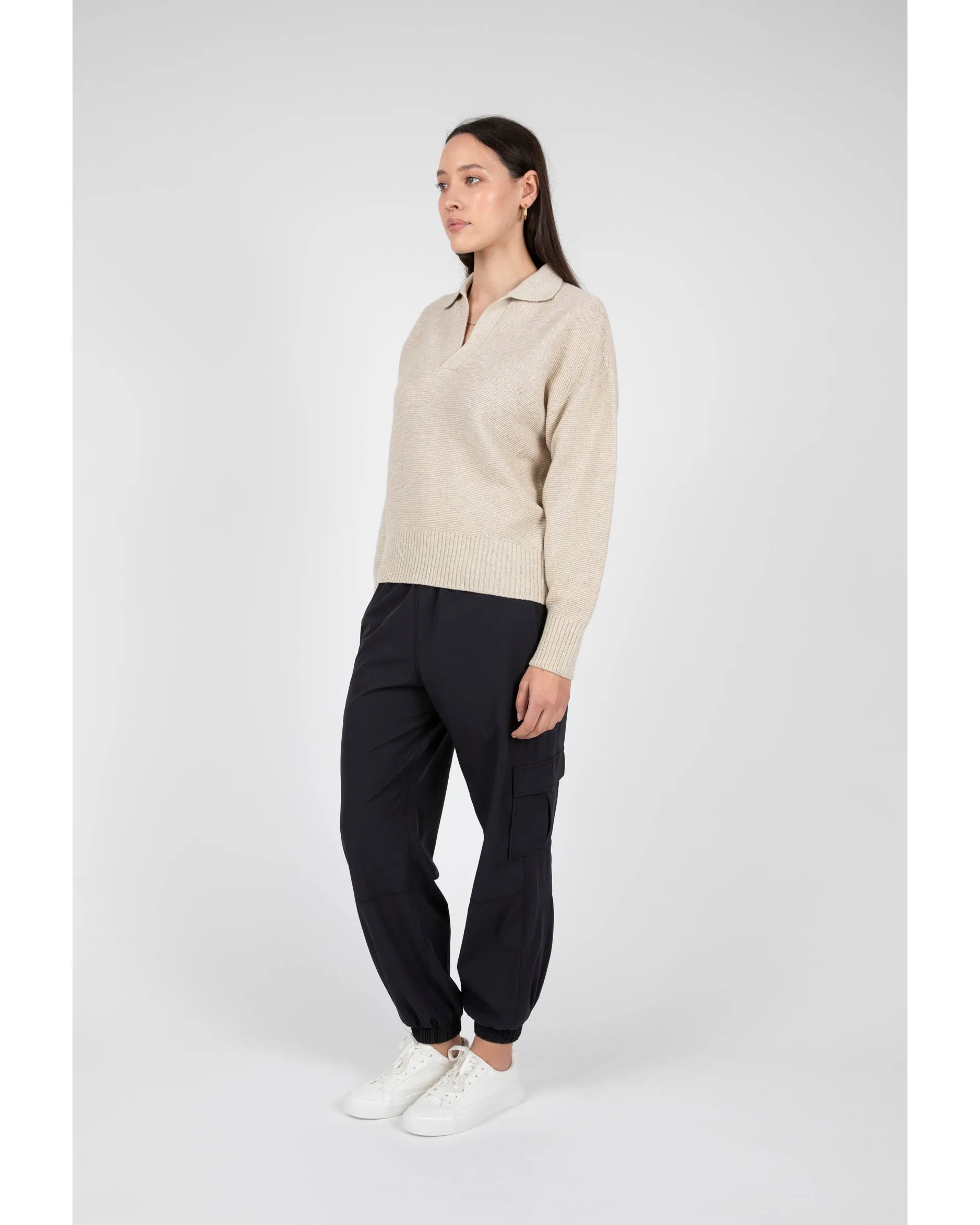 Marlow Pointer Polo Knit - Alabaster Marle