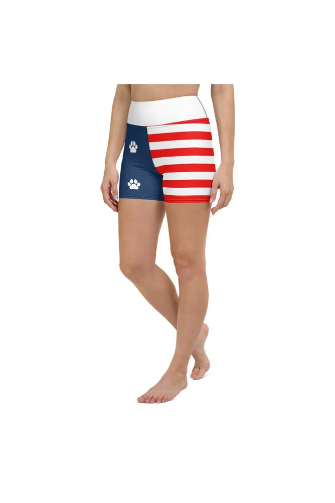 Paws and Stripes Yoga Shorts
