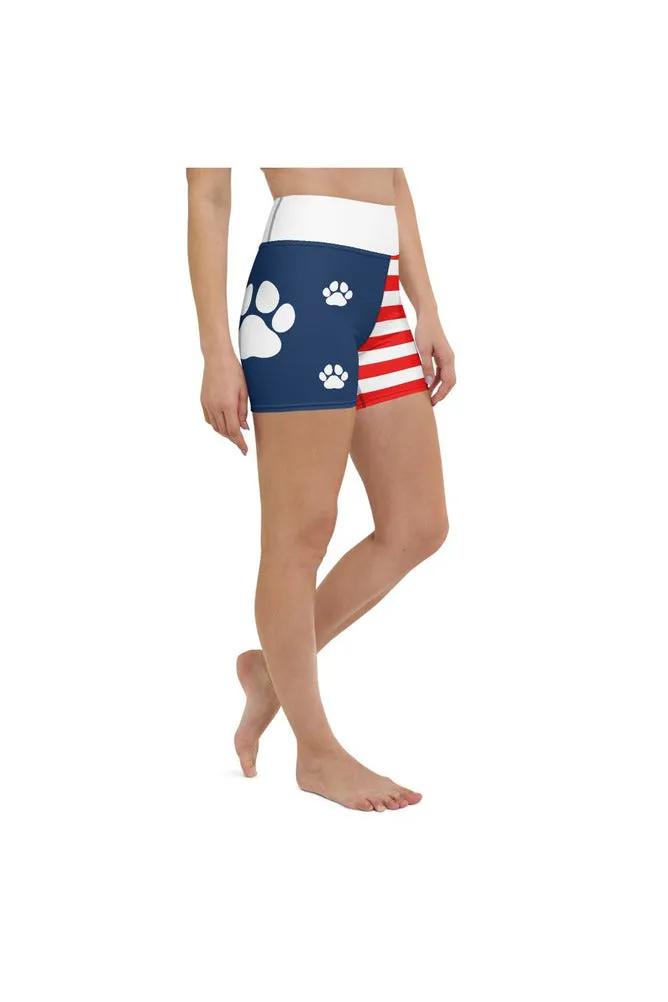 Paws and Stripes Yoga Shorts