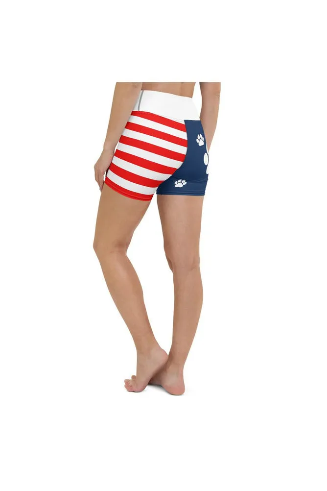 Paws and Stripes Yoga Shorts