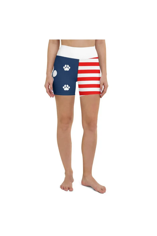 Paws and Stripes Yoga Shorts