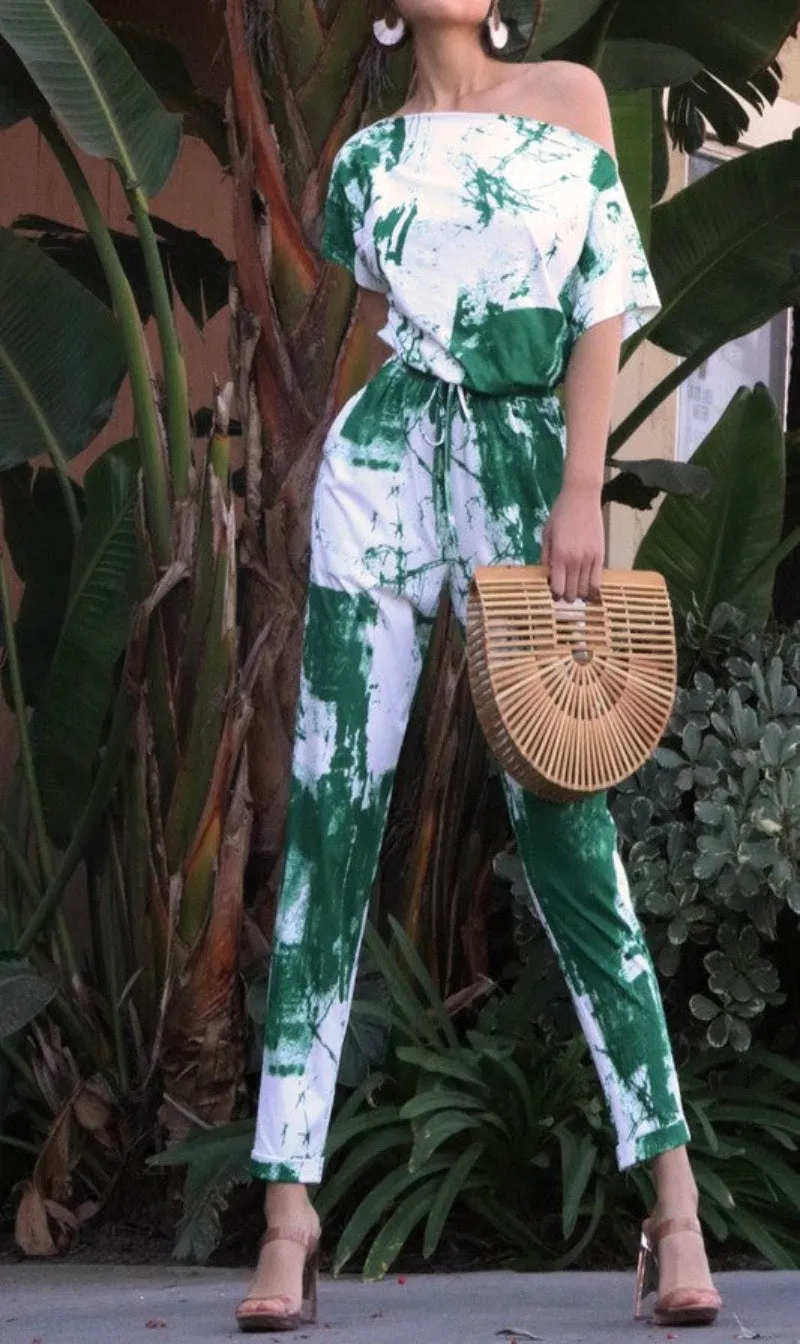 Printed Off Shoulder Jumpsuit