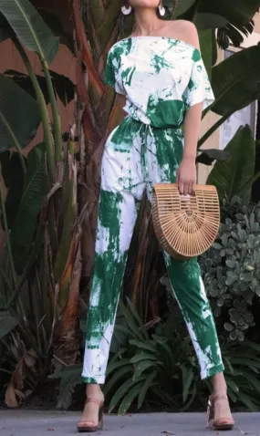 Printed Off Shoulder Jumpsuit