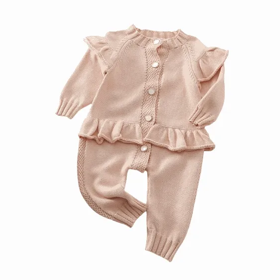 Ruffles n' Frills Knit Jumpsuit || Angels Breath Pink