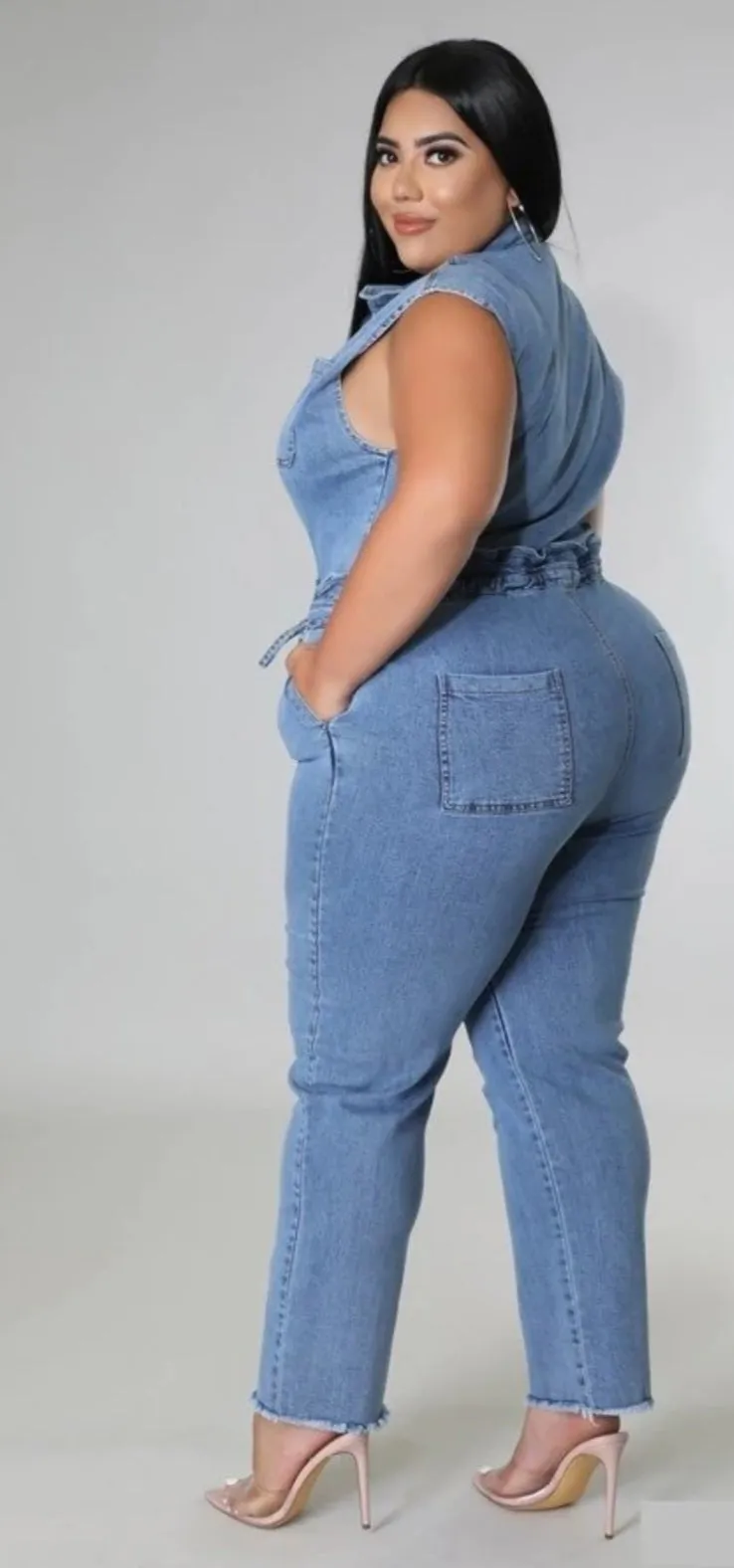 Sleeveless Denim Jumpsuit