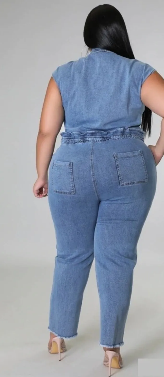 Sleeveless Denim Jumpsuit