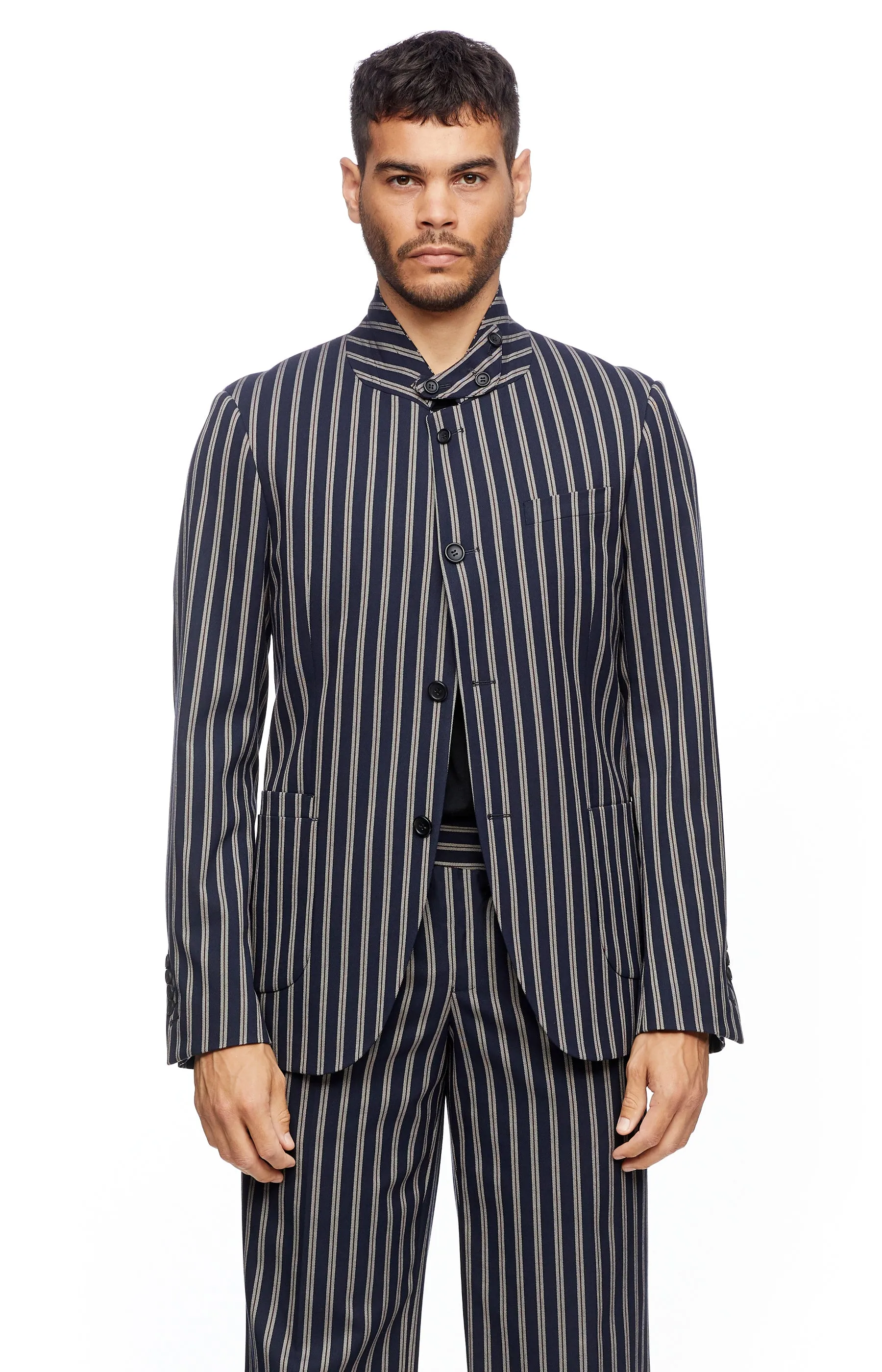 Striped Neck Strap Blazer