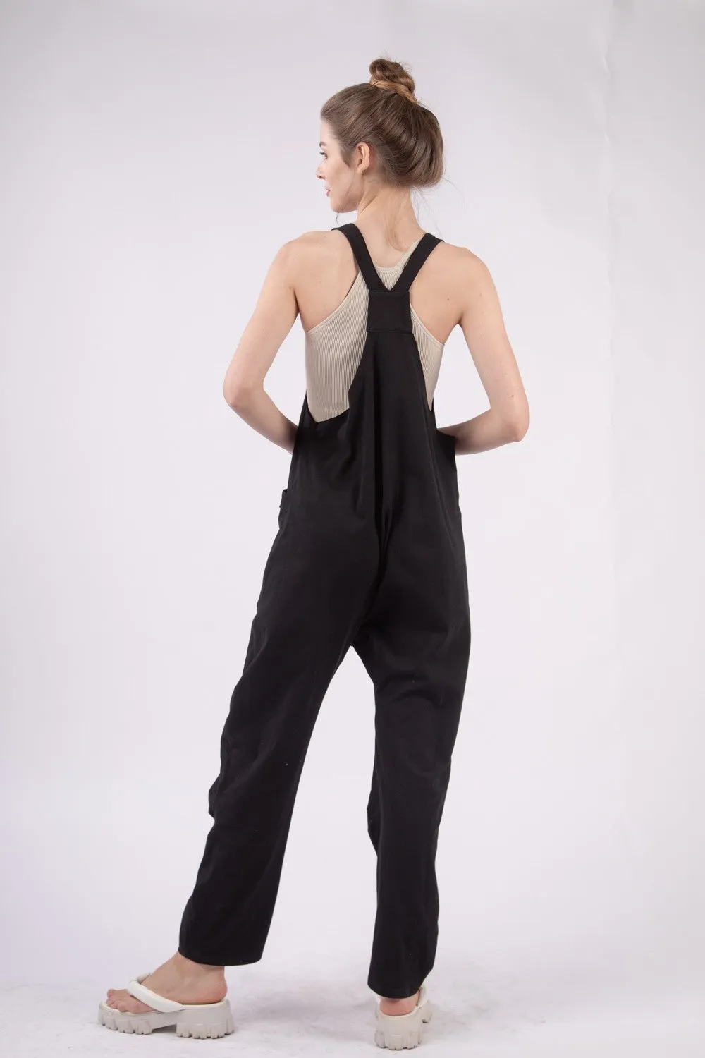 Sunset and Swim VERY J Plunge Sleeveless Jumpsuit with Pockets