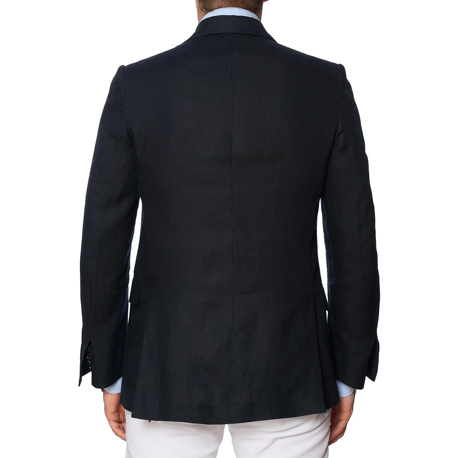VANNUCCI Milano Black Linen Half Lined Jacket Blazer EU 46 NEW US 36