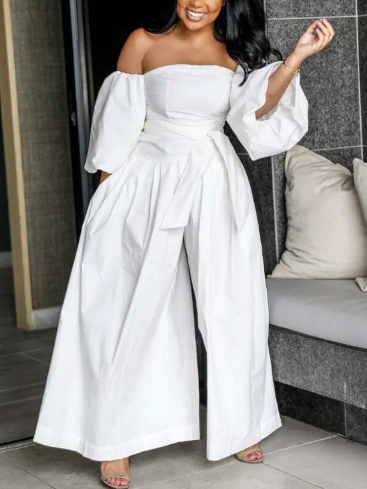 Women  Off The Shoulder Lose  Wide Leg Jumpsuit