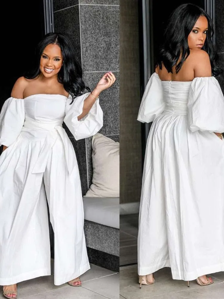 Women  Off The Shoulder Lose  Wide Leg Jumpsuit