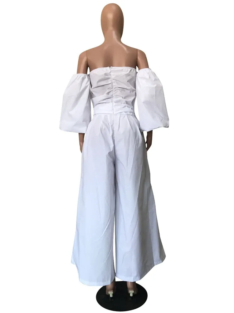 Women  Off The Shoulder Lose  Wide Leg Jumpsuit