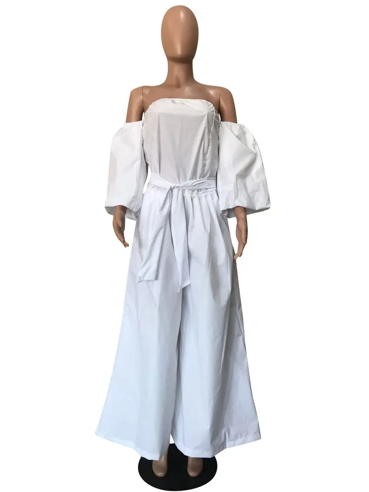 Women  Off The Shoulder Lose  Wide Leg Jumpsuit