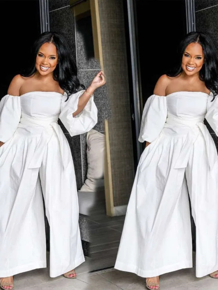 Women  Off The Shoulder Lose  Wide Leg Jumpsuit
