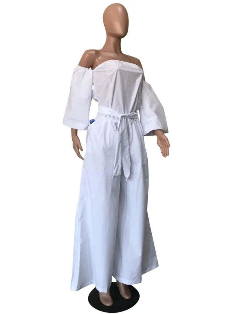 Women  Off The Shoulder Lose  Wide Leg Jumpsuit