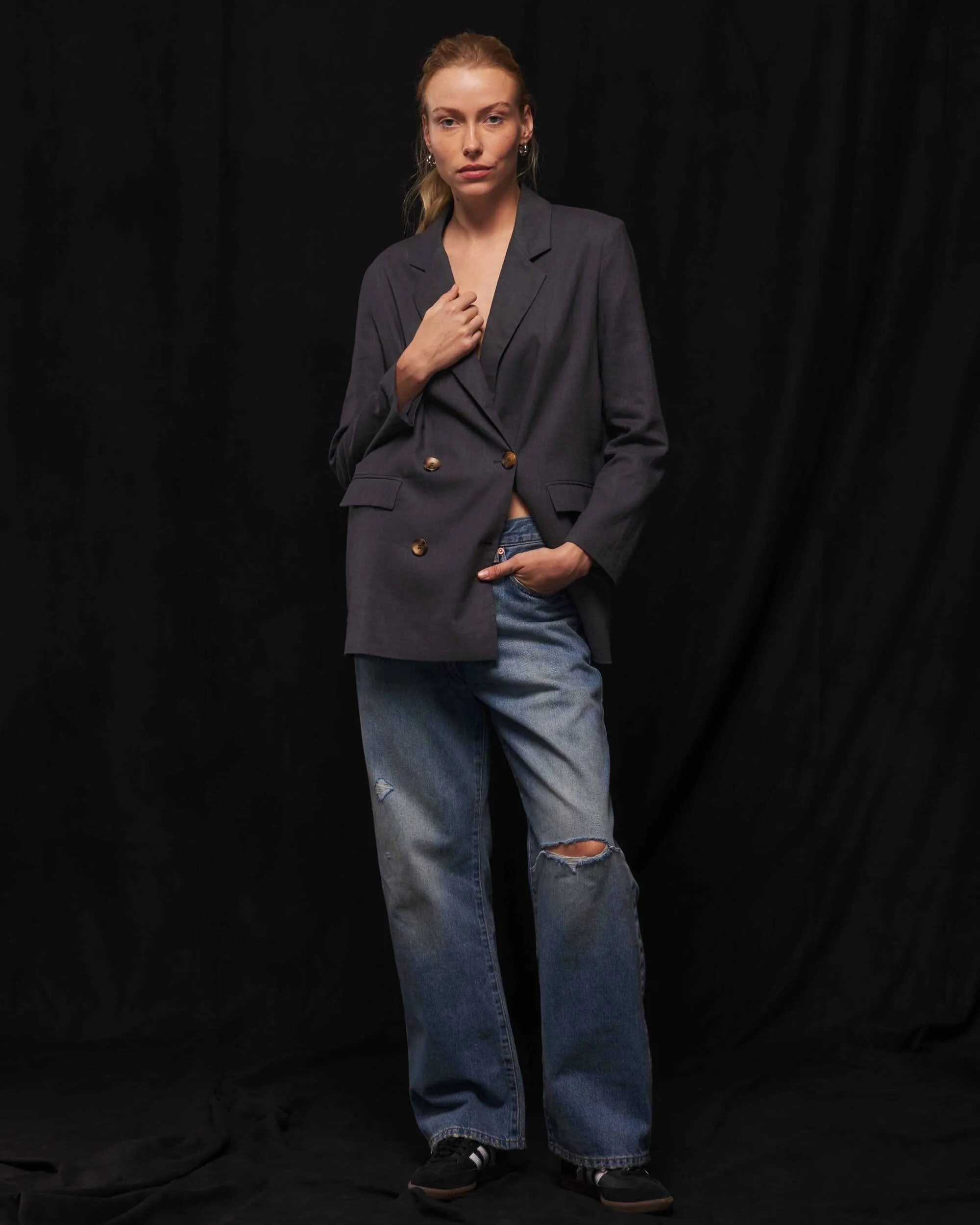 Women's Oversized Linen Blazer