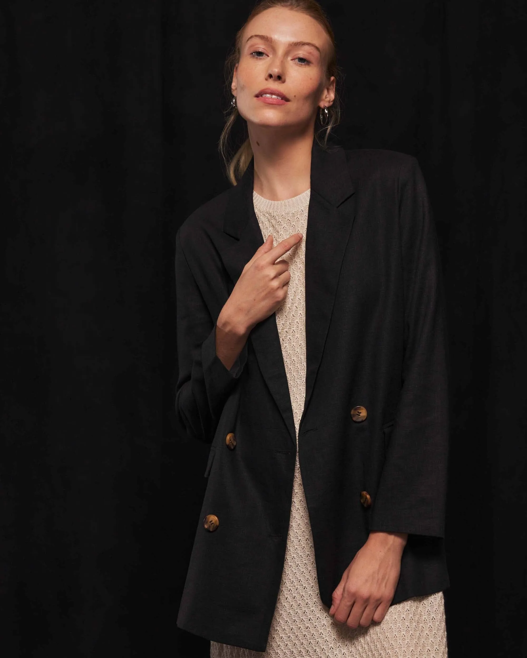 Women's Oversized Linen Blazer
