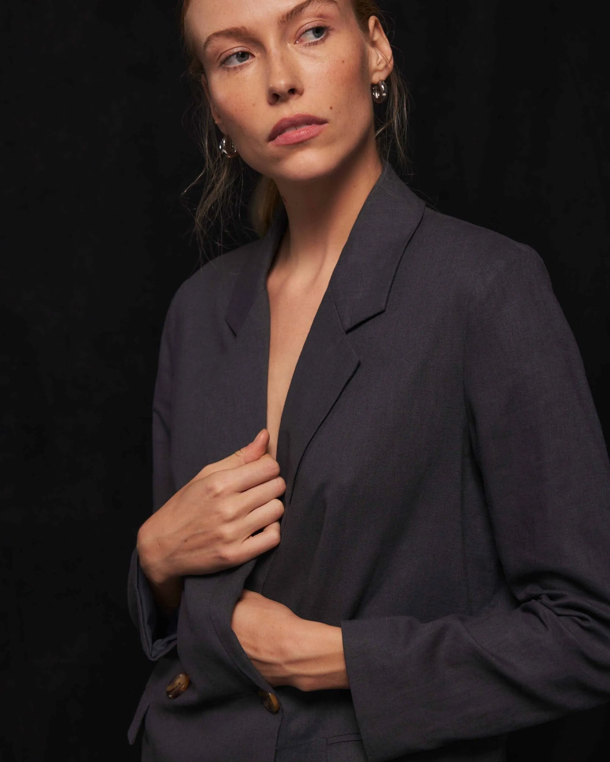 Women's Oversized Linen Blazer